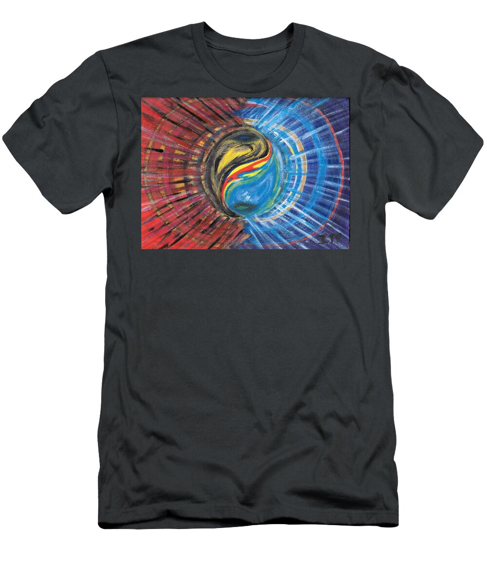 Yin T-Shirt featuring the painting Fire with Ice by Esoteric Gardens KN