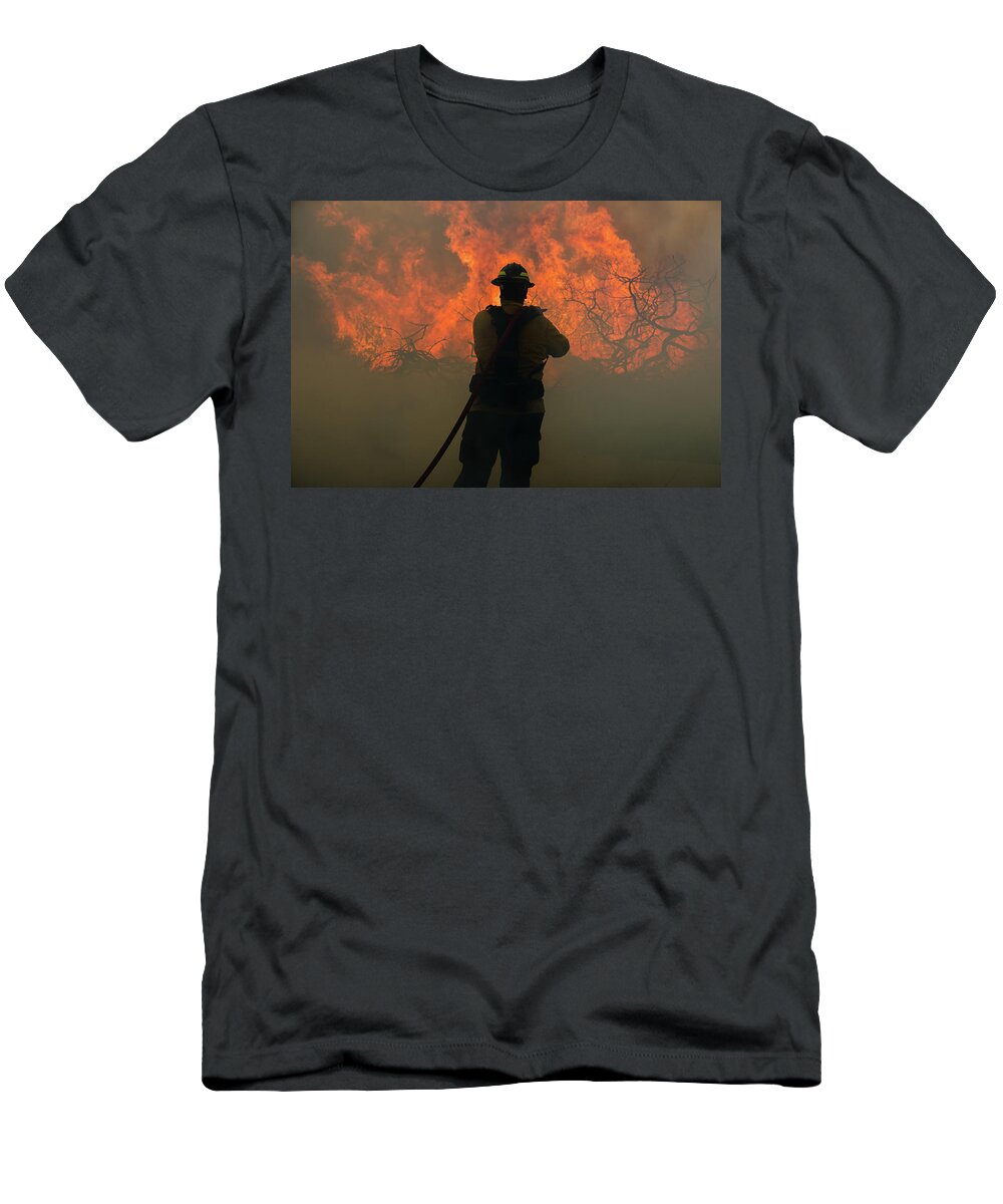 Fire T-Shirt featuring the photograph Firefighter 4 by Brian Knott Photography