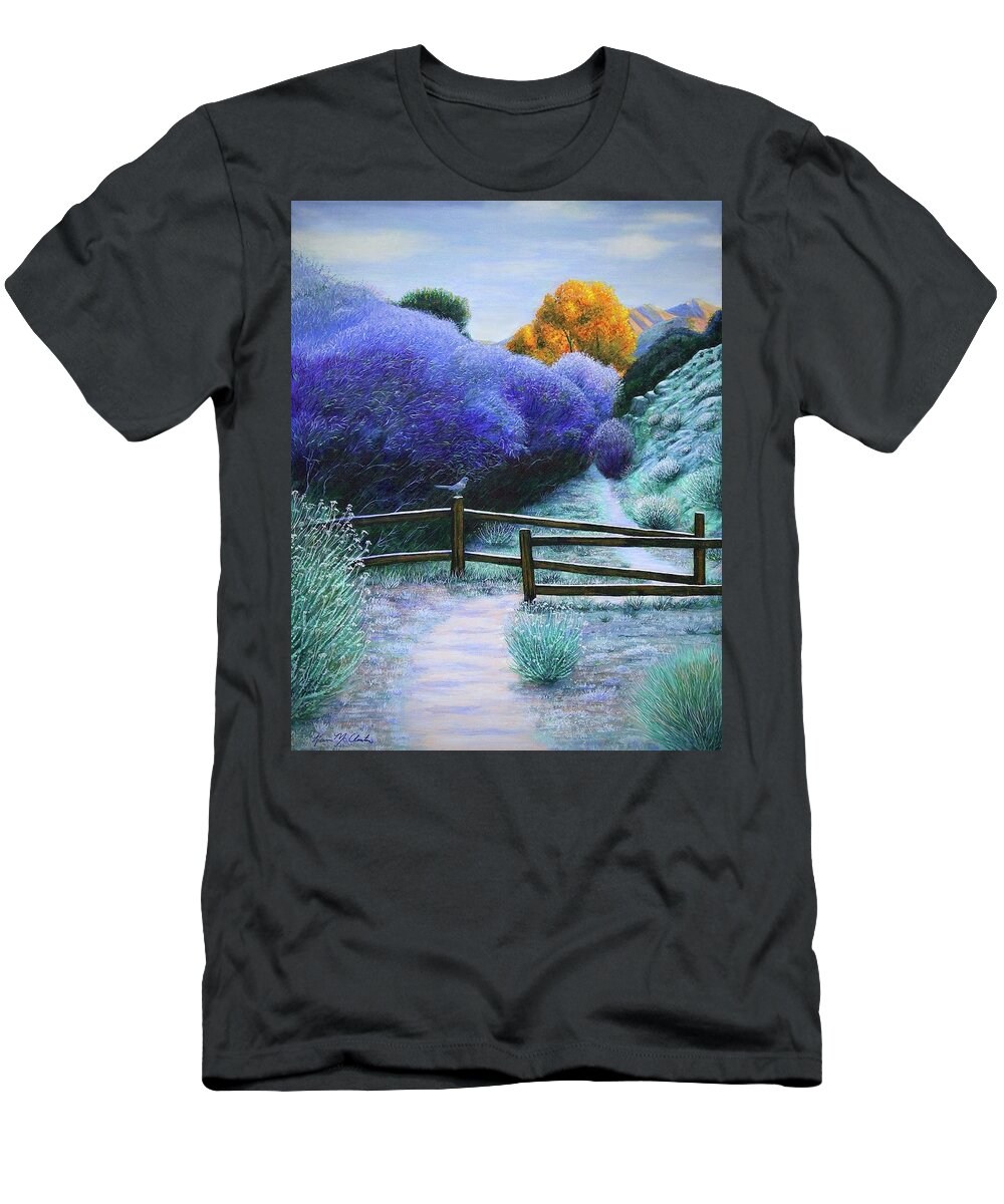 Kim Mcclinton T-Shirt featuring the painting First Frost on the Mesquite Trail by Kim McClinton