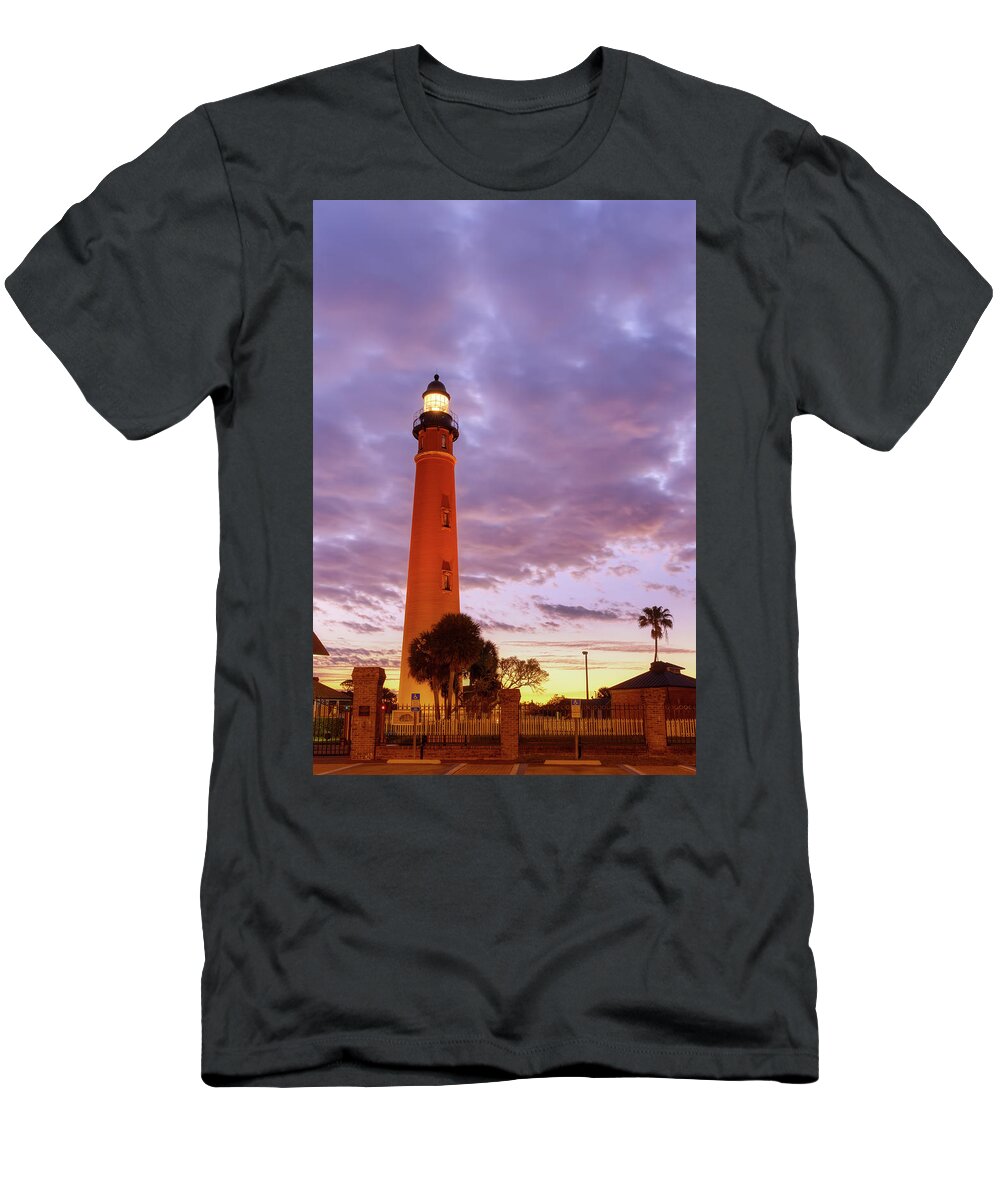 Donnatwifordphotography T-Shirt featuring the photograph First Light at Ponce De Leon Lighthouse by Donna Twiford