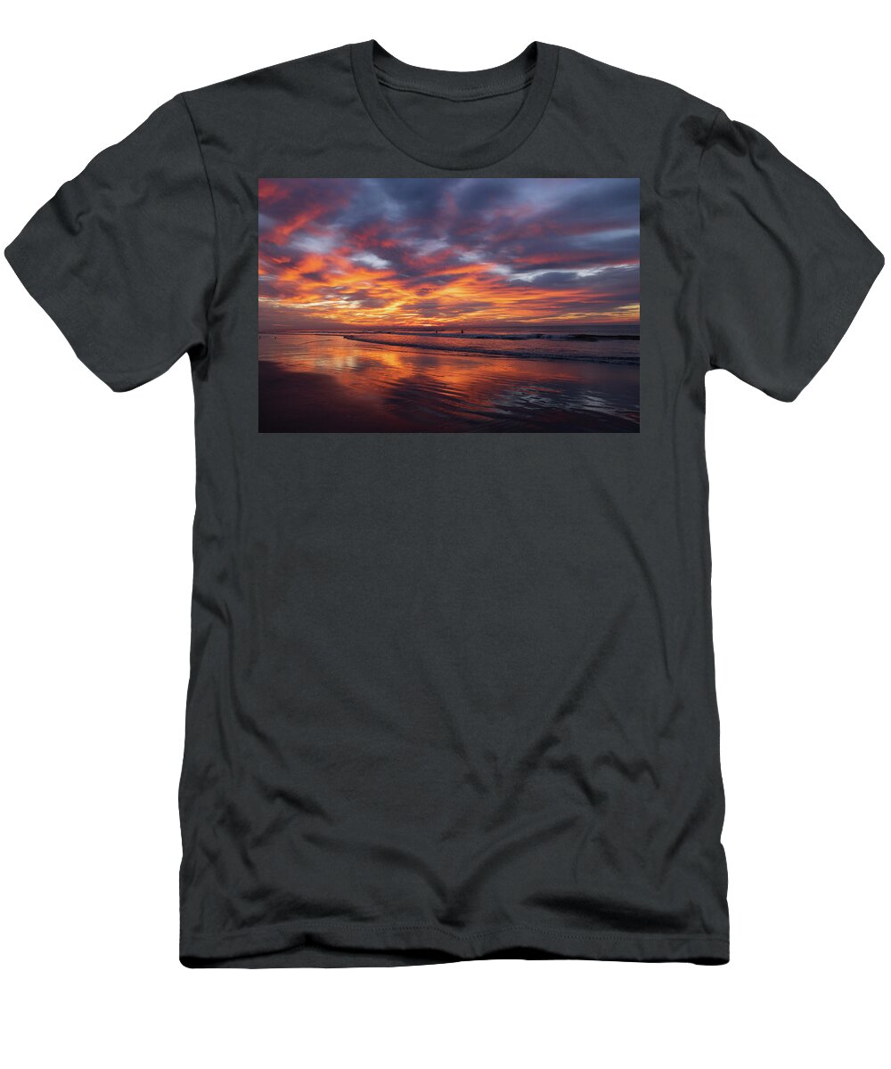 Surf T-Shirt featuring the photograph First on the Surf by Ree Reid