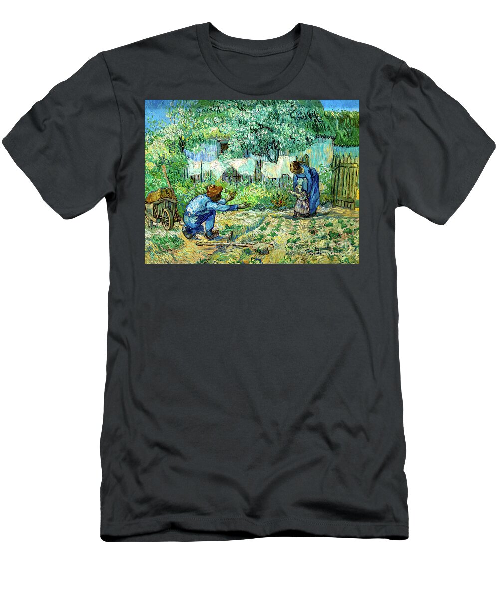 Vincent T-Shirt featuring the painting First Steps after Millet by Van Gogh by Vincent Van Gogh