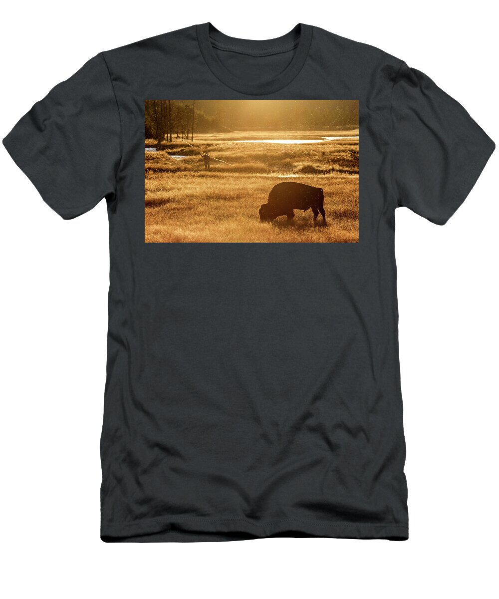 Bison T-Shirt featuring the photograph Fisherman's Paradise by Maresa Pryor-Luzier