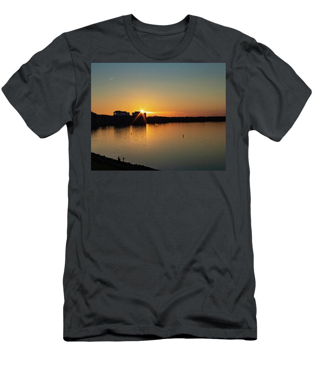 Sunset T-Shirt featuring the photograph Fishing at Sunset by Rick Nelson