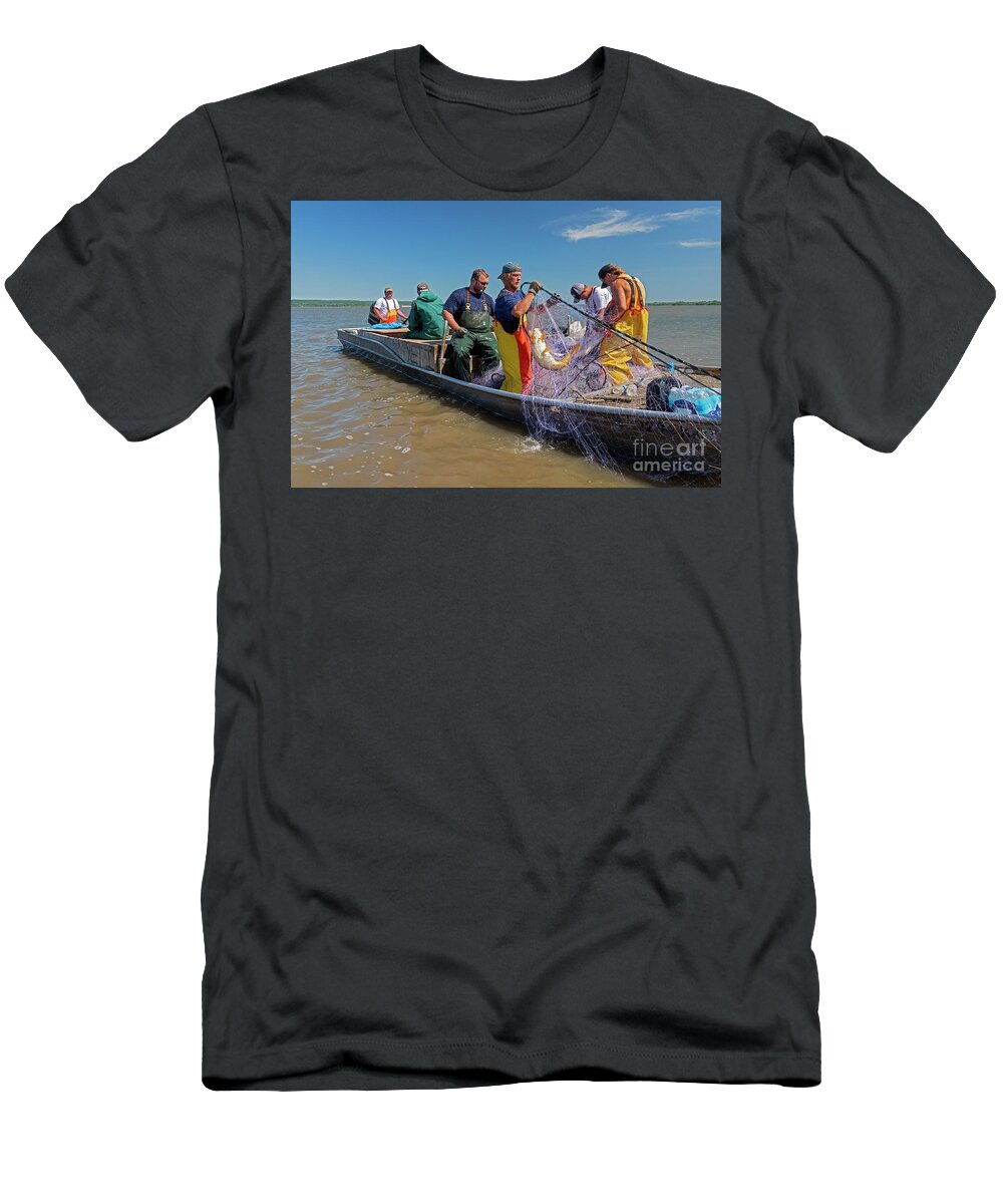 Asian Carp T-Shirt featuring the photograph Fishing for Invasive Asian Carp by Jim West