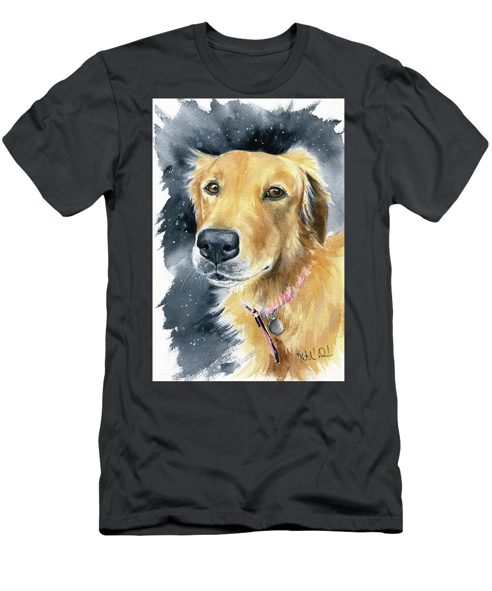 Dog T-Shirt featuring the painting Fleece Dog Portrait by Dora Hathazi Mendes