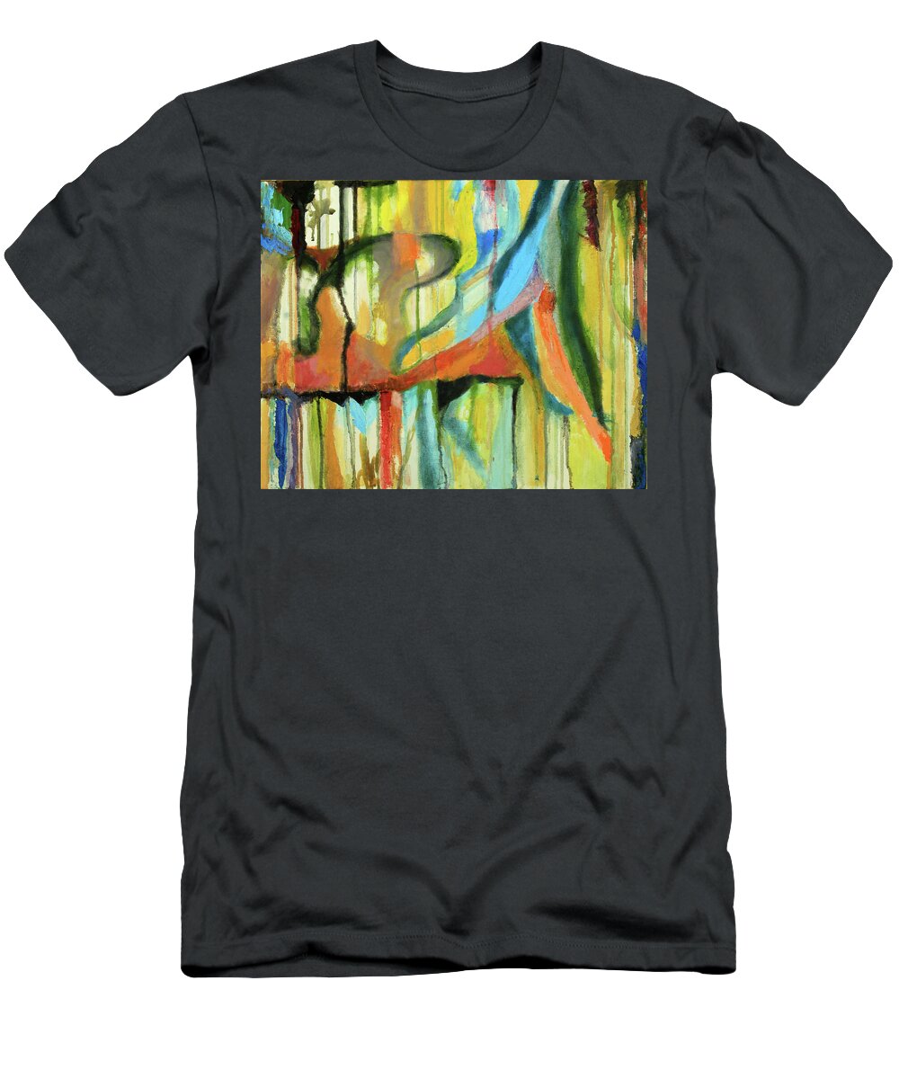 Red T-Shirt featuring the painting Floating Expletive II by David Zimmerman