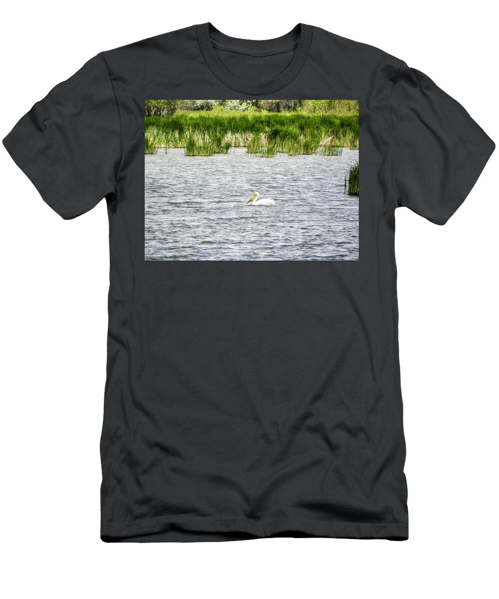 Pelican T-Shirt featuring the photograph Floating Pelican by Amanda R Wright