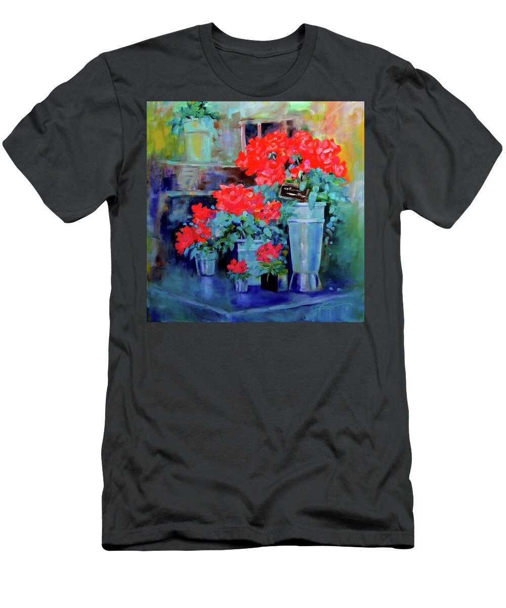 Flowers T-Shirt featuring the painting Flower Shop by Adele Bower