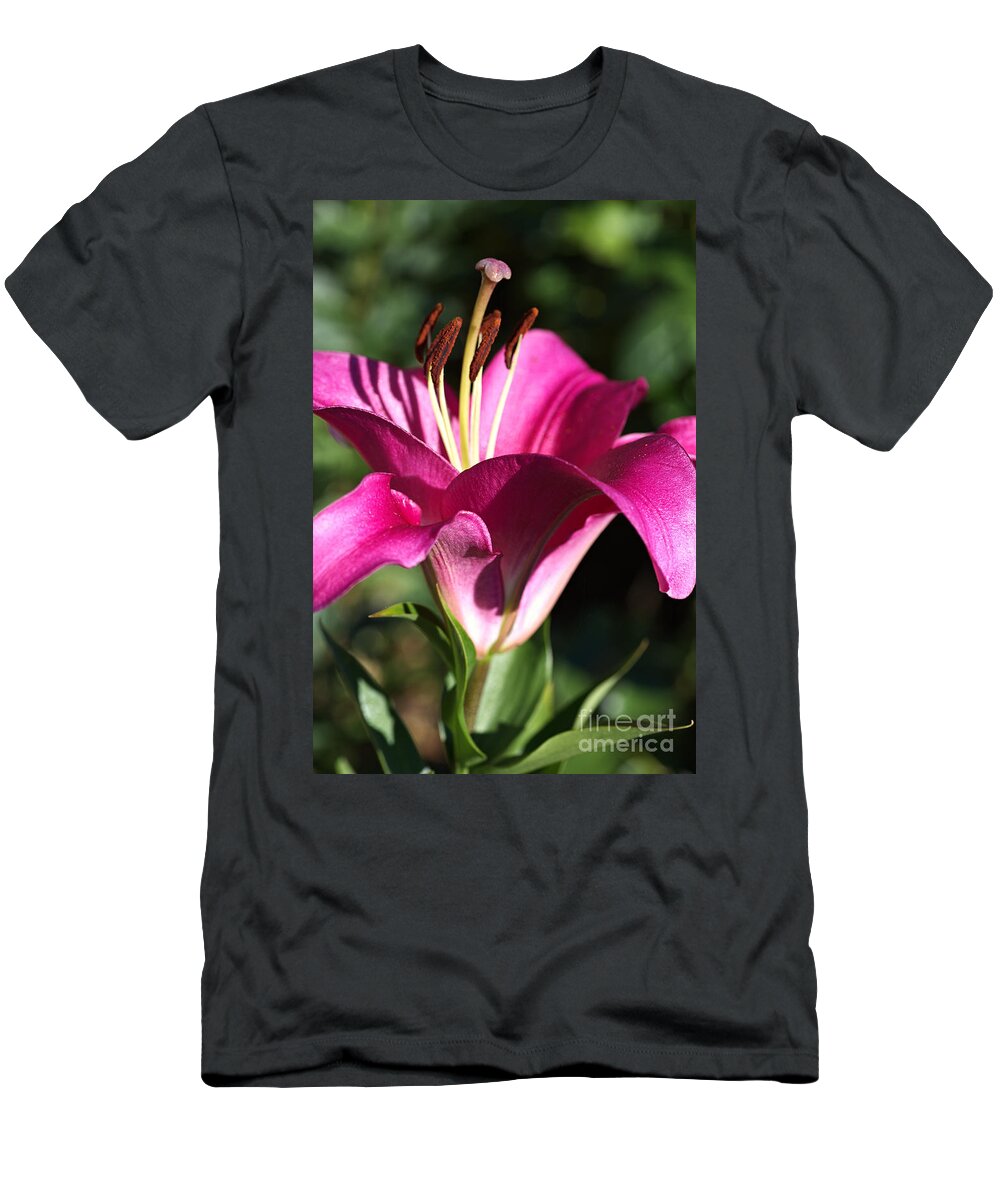 Lily T-Shirt featuring the photograph Flowering Pink Lily by Joy Watson
