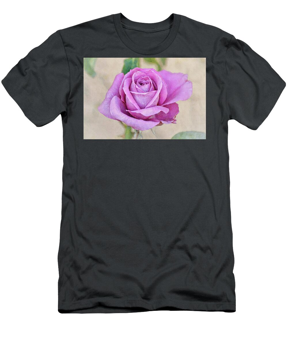 Rose T-Shirt featuring the digital art Flowers of SoCal - Purple Rose by Gaby Ethington