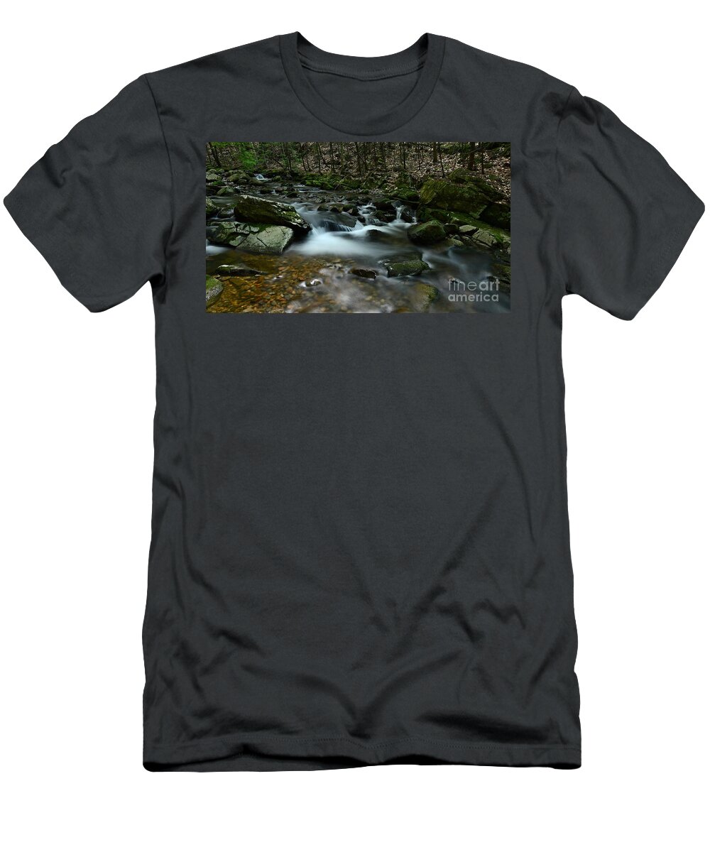 Castle In The Clouds T-Shirt featuring the photograph Flowing Cascades by Steve Brown