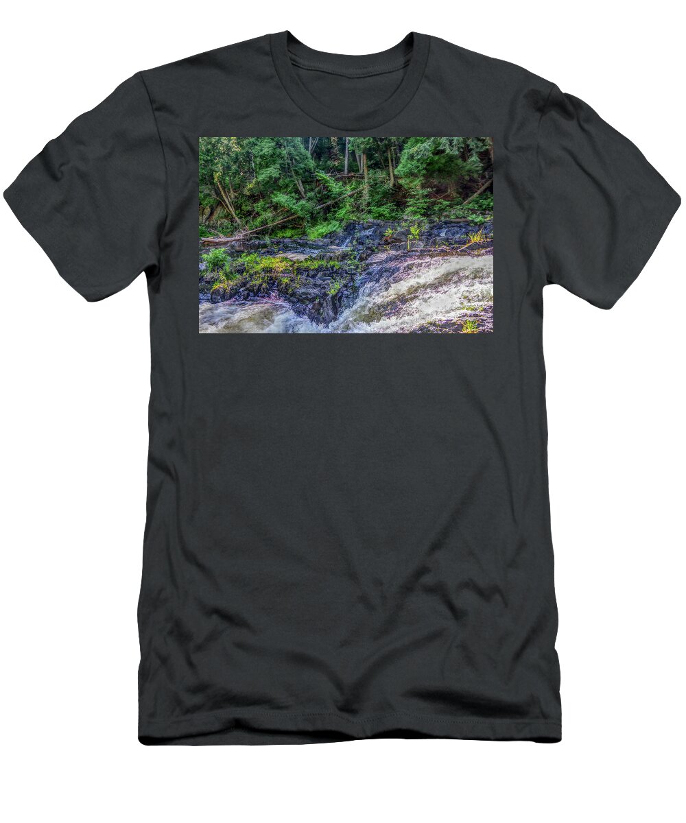 No People T-Shirt featuring the photograph Flowing water HDR by Nathan Wasylewski