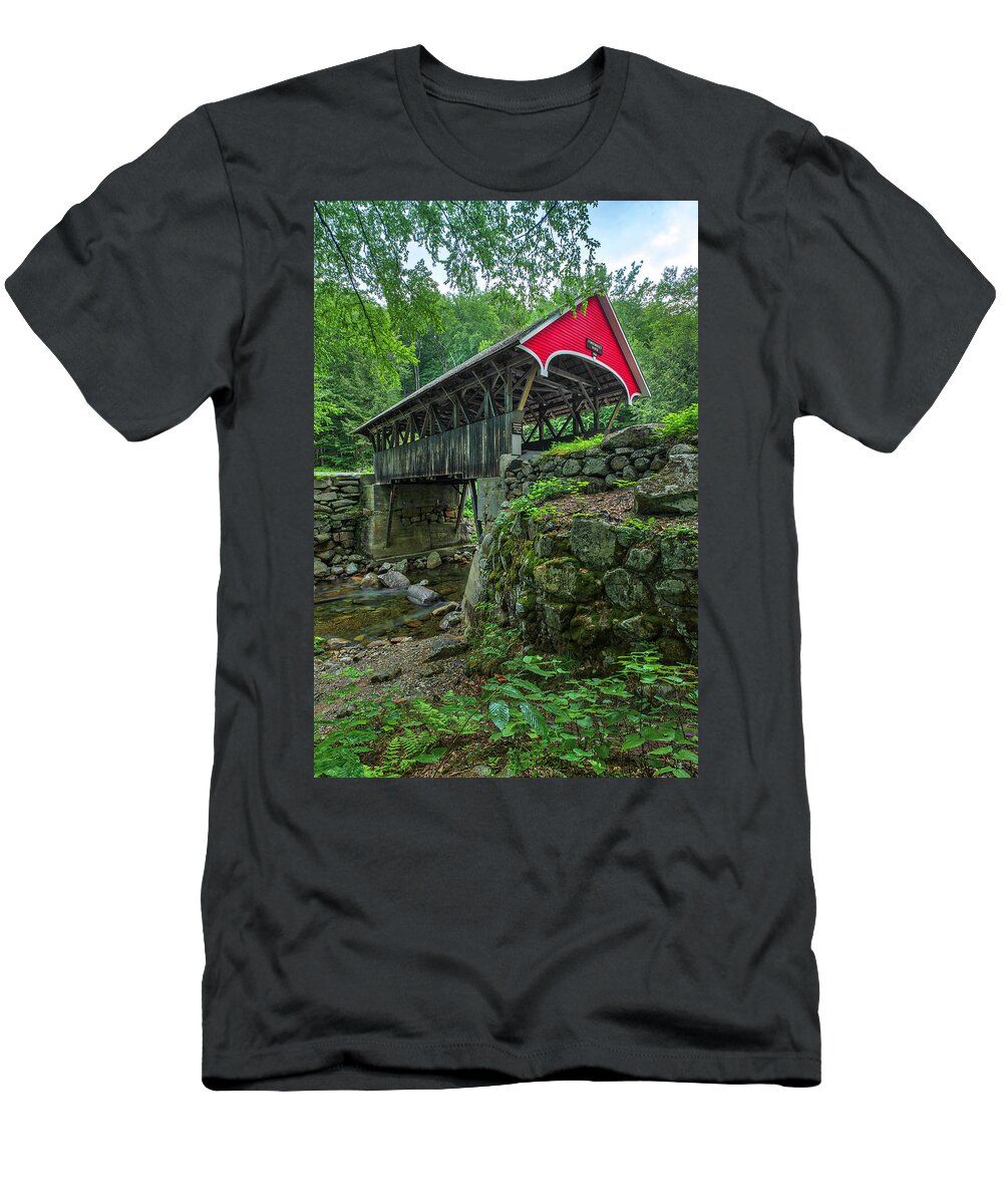 Flume Covered Bridge T-Shirt featuring the photograph Flume Covered Bridge by Juergen Roth