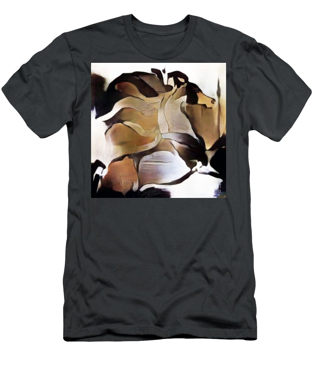 American Art T-Shirt featuring the digital art Flying Mane 003 by Stacey Mayer by Stacey Mayer