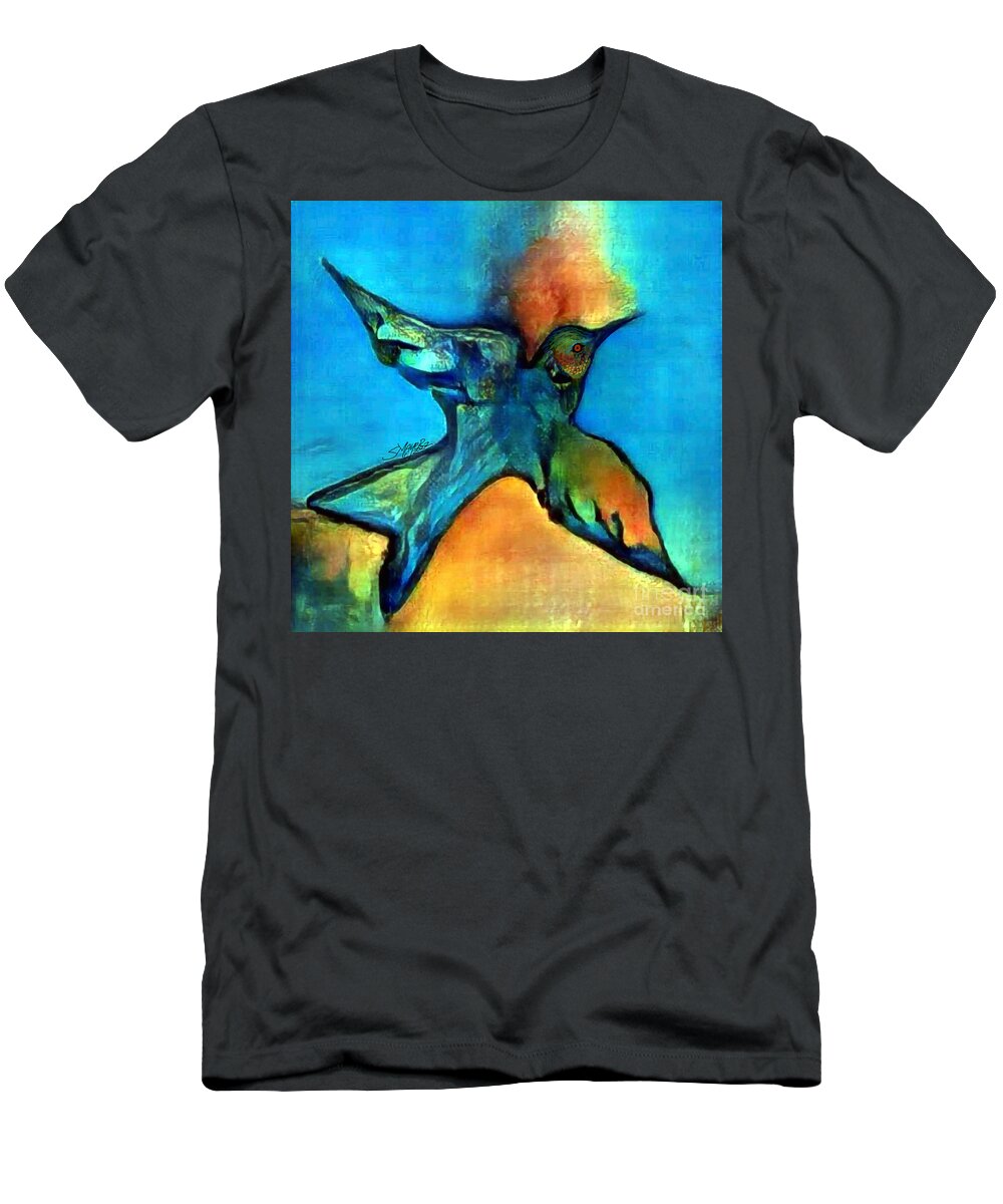 American Art T-Shirt featuring the digital art Bird Flying Solo 004 by Stacey Mayer