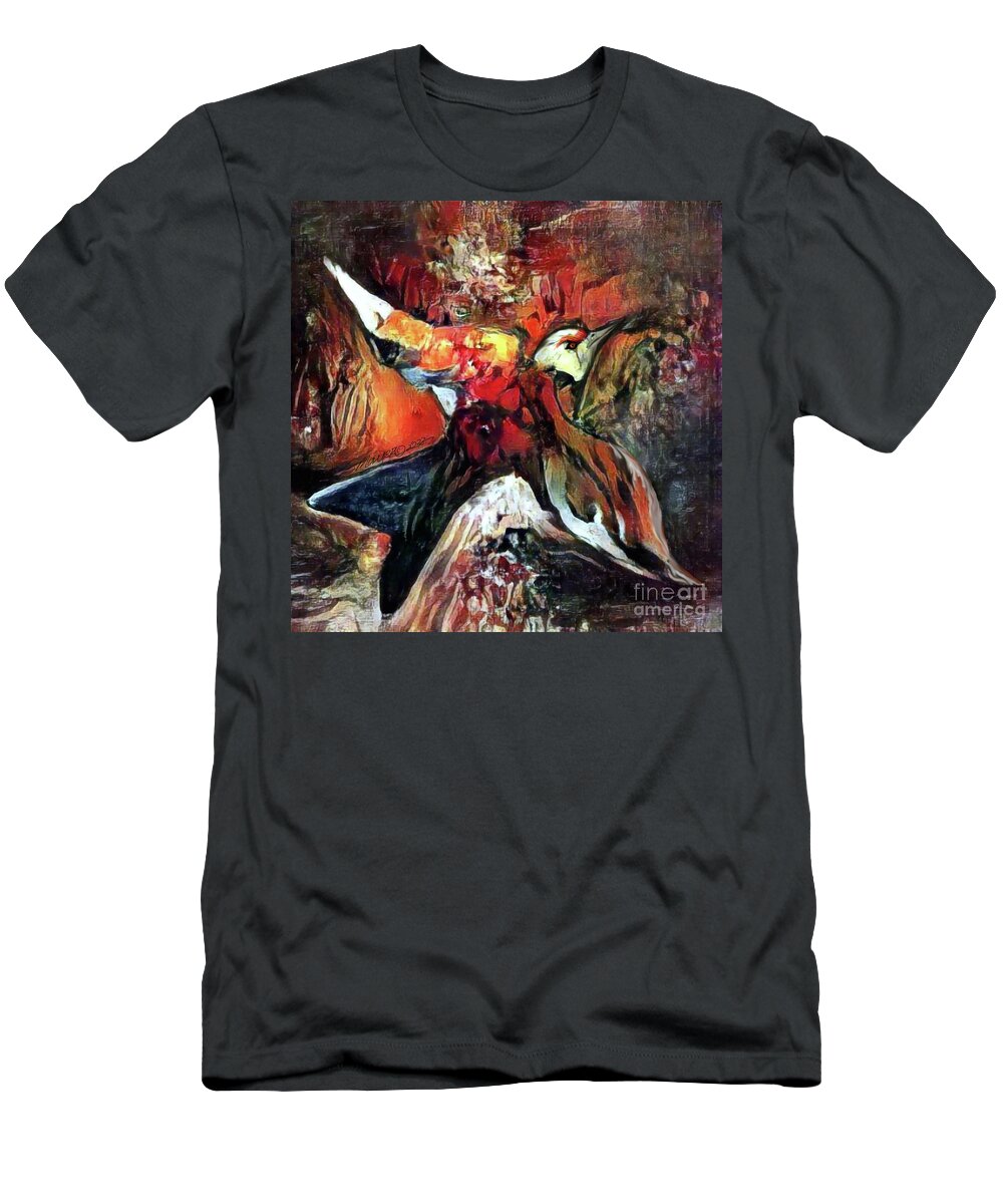 American Art T-Shirt featuring the digital art Flying Solo 006 by Stacey Mayer by Stacey Mayer
