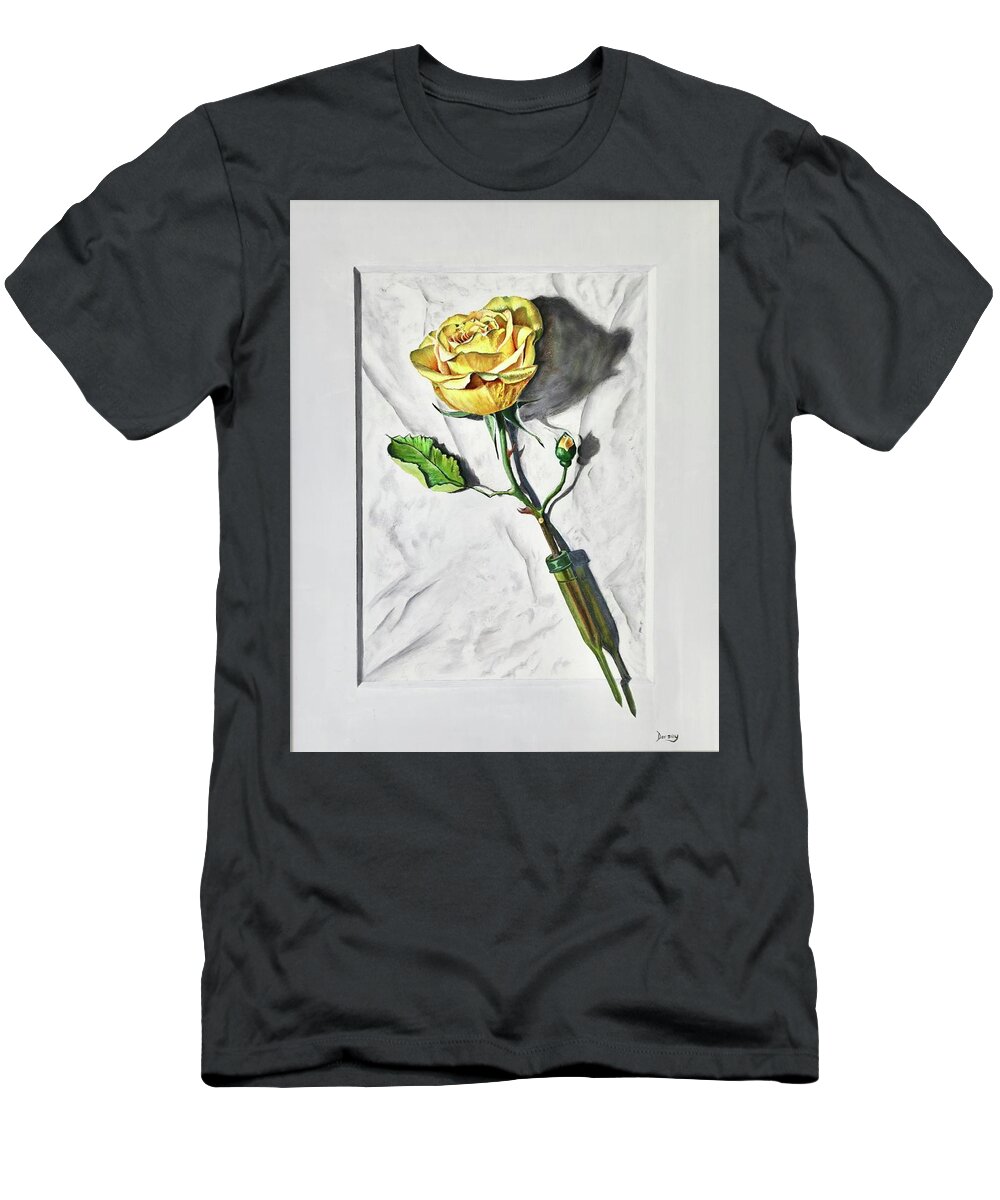  Yellow Rose T-Shirt featuring the painting Follow the Shadows by Dorsey Northrup