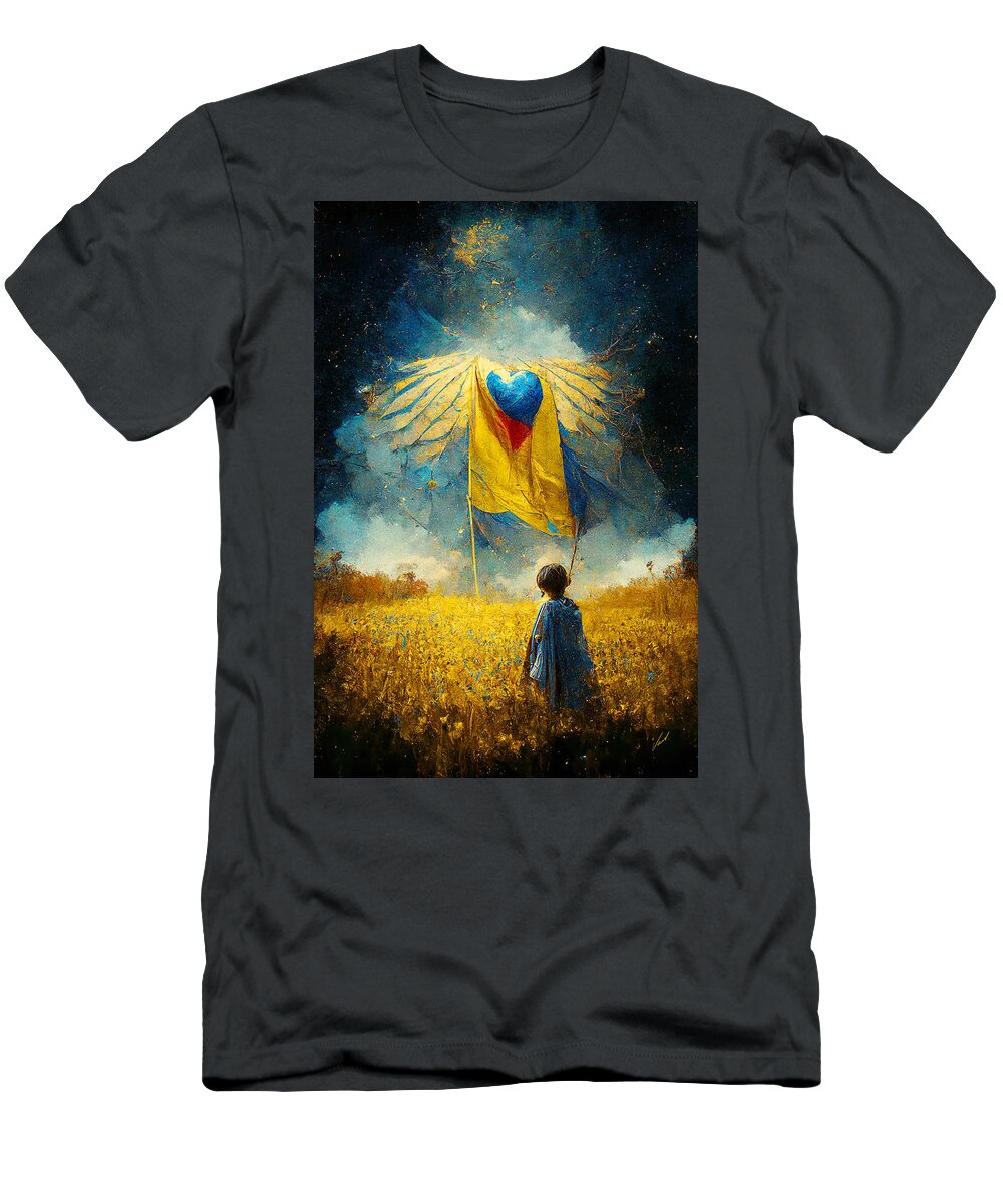 Angel Of Peace T-Shirt featuring the painting For the children of Ukraine by Vart