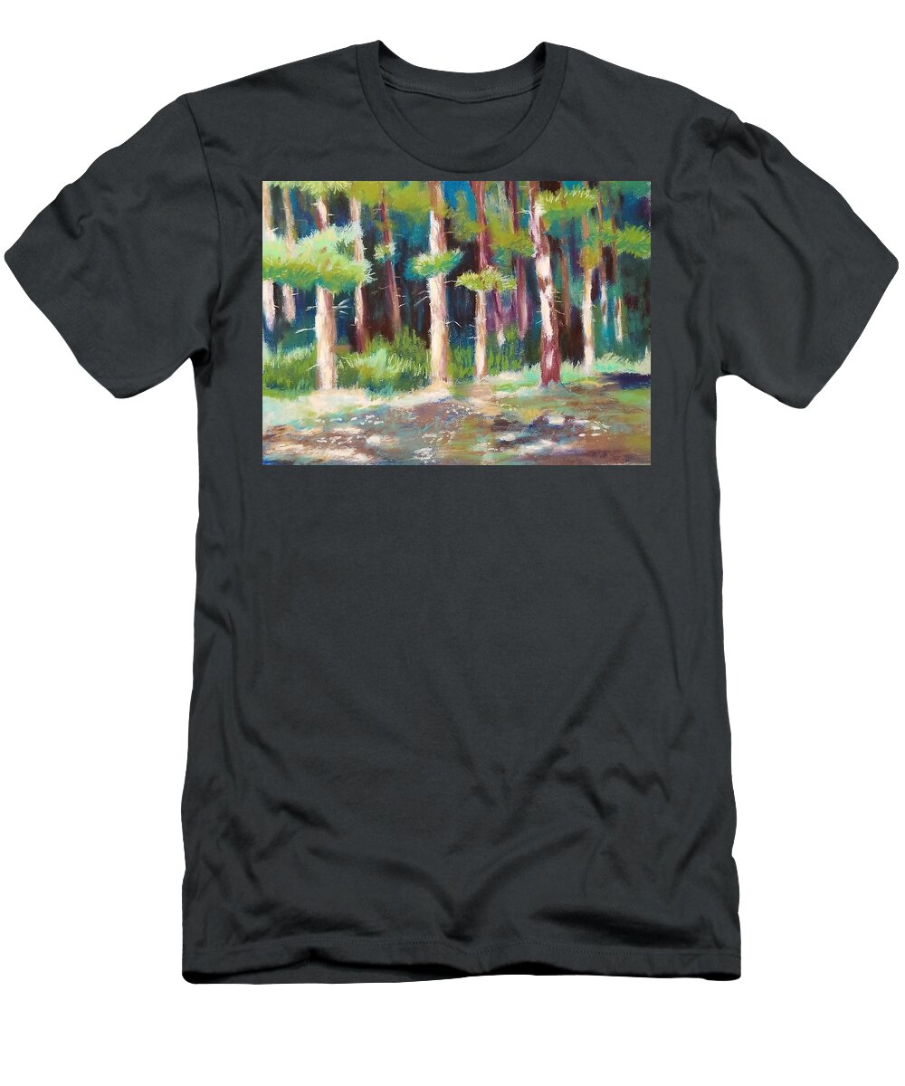Forest T-Shirt featuring the pastel Forest Shadows Study by Nancy Beauchamp
