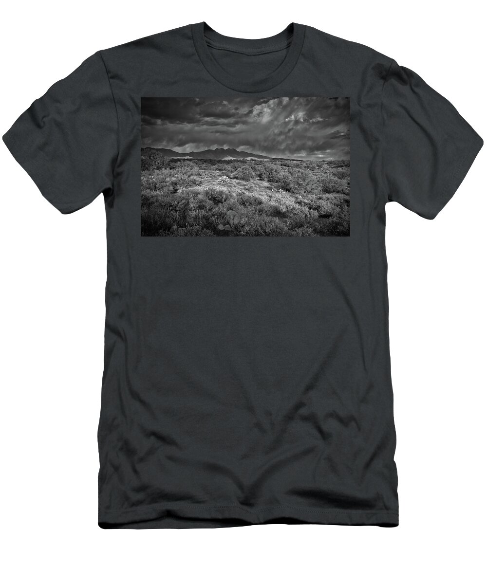 Four Peaks T-Shirt featuring the photograph Four Peaks Black and White by Chance Kafka