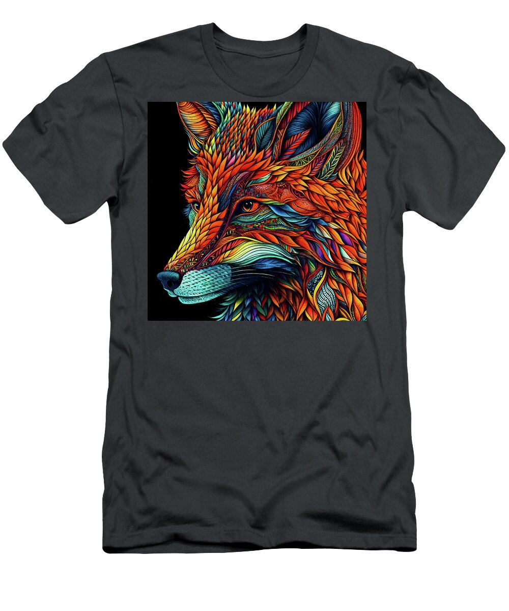 Fox T-Shirt featuring the digital art Foxy Red Fox by Peggy Collins