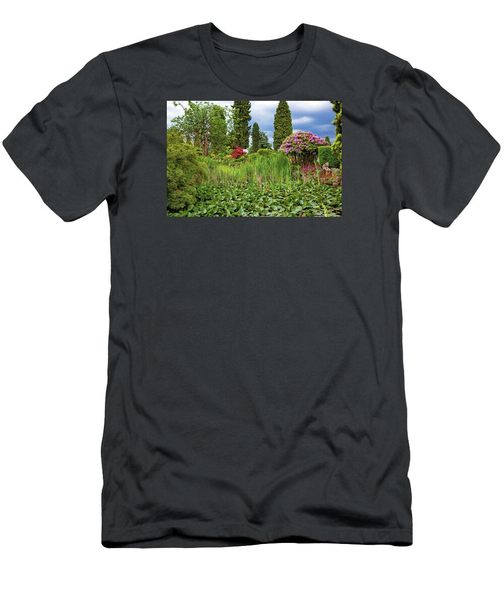 Alex Lyubar T-Shirt featuring the photograph Fragment of the Park in Burnaby City by Alex Lyubar