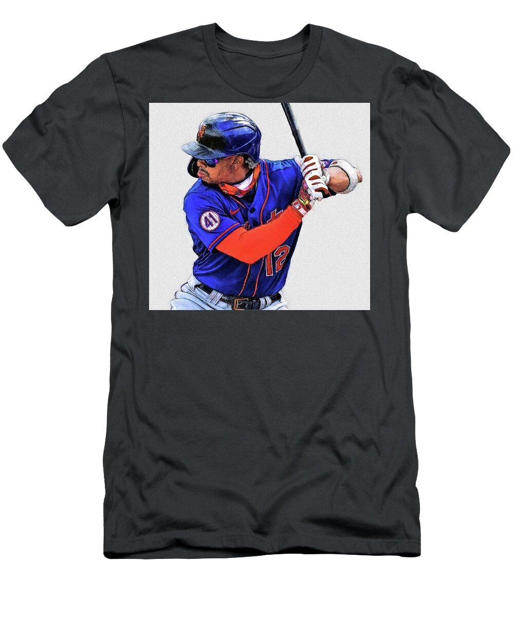 Francisco Lindor - SS - New York Mets T-Shirt by Bob Smerecki - Pixels
