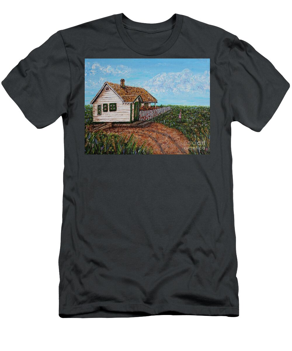 Schafer T-Shirt featuring the painting Schafer House by Linda Donlin