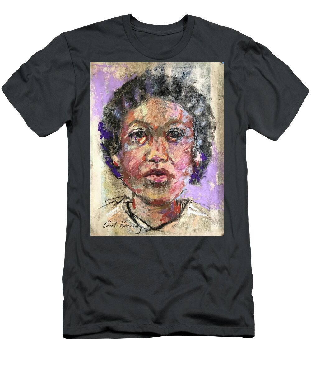 Pastel Portrait T-Shirt featuring the painting Frankie Lewis by Carol Berning