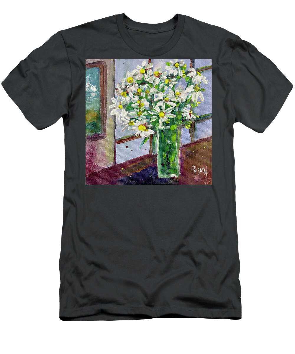 Daisies T-Shirt featuring the painting Fresh Daisies by Roxy Rich
