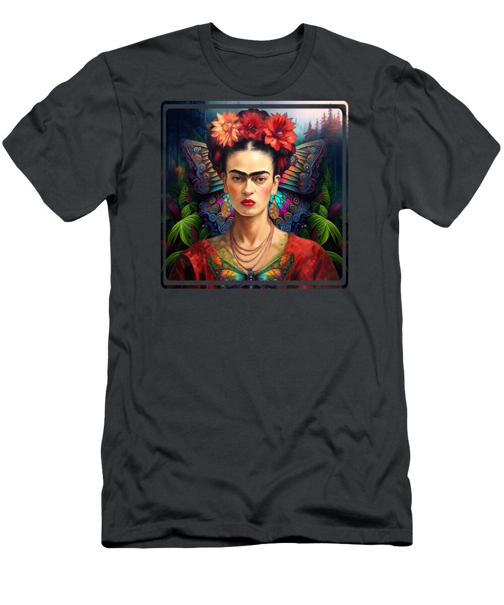 Frida Kahlo T-Shirt featuring the digital art Frida Kahlo 2 by Mark Ashkenazi