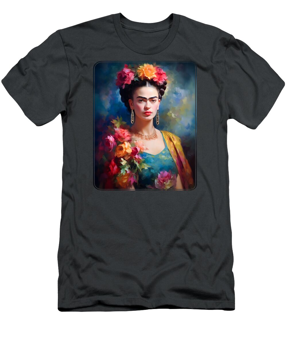 Frida Kahlo T-Shirt featuring the painting Frida Kahlo Self Portrait 18 by Mark Ashkenazi