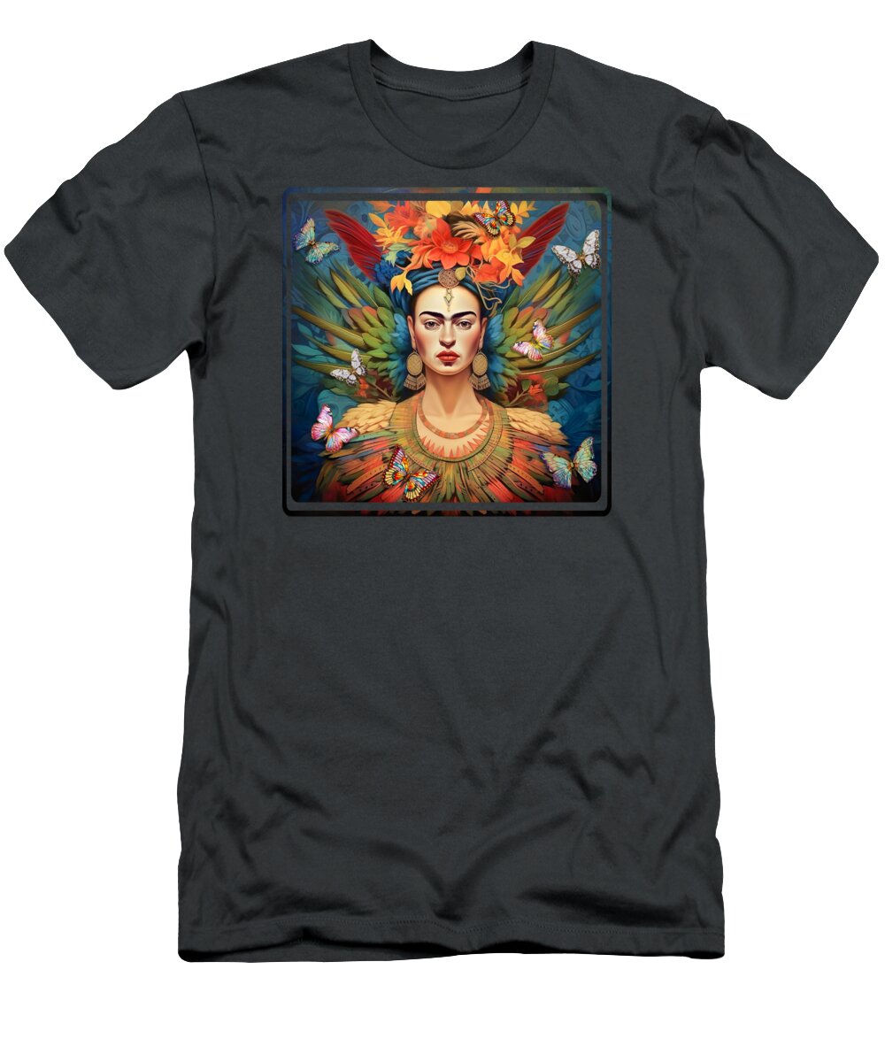 Frida Kahlo T-Shirt featuring the painting Frida Kahlo Self Portrait 9 by Mark Ashkenazi