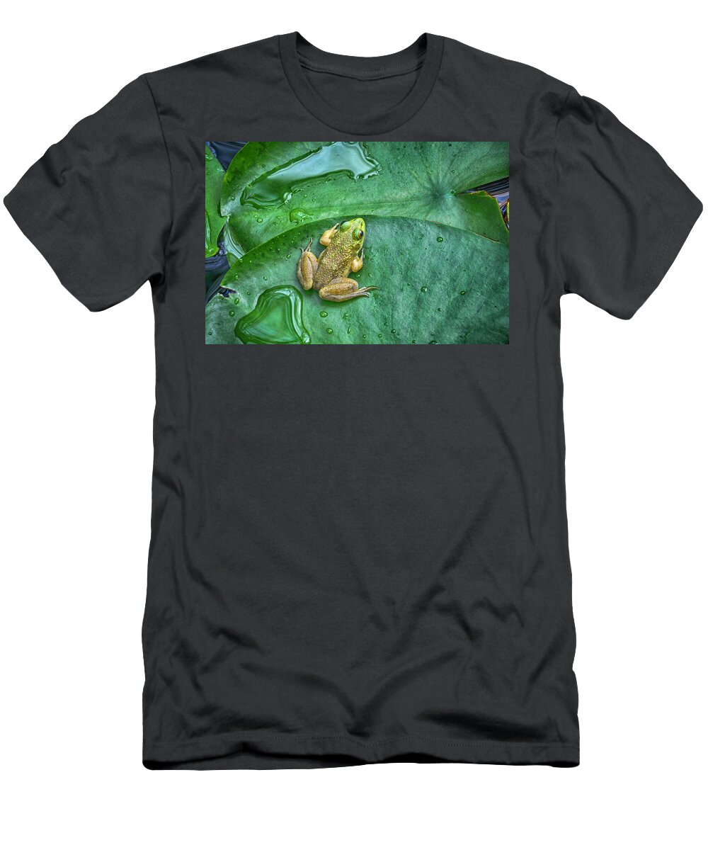 Frog T-Shirt featuring the photograph Frog on a Pad by WAZgriffin Digital
