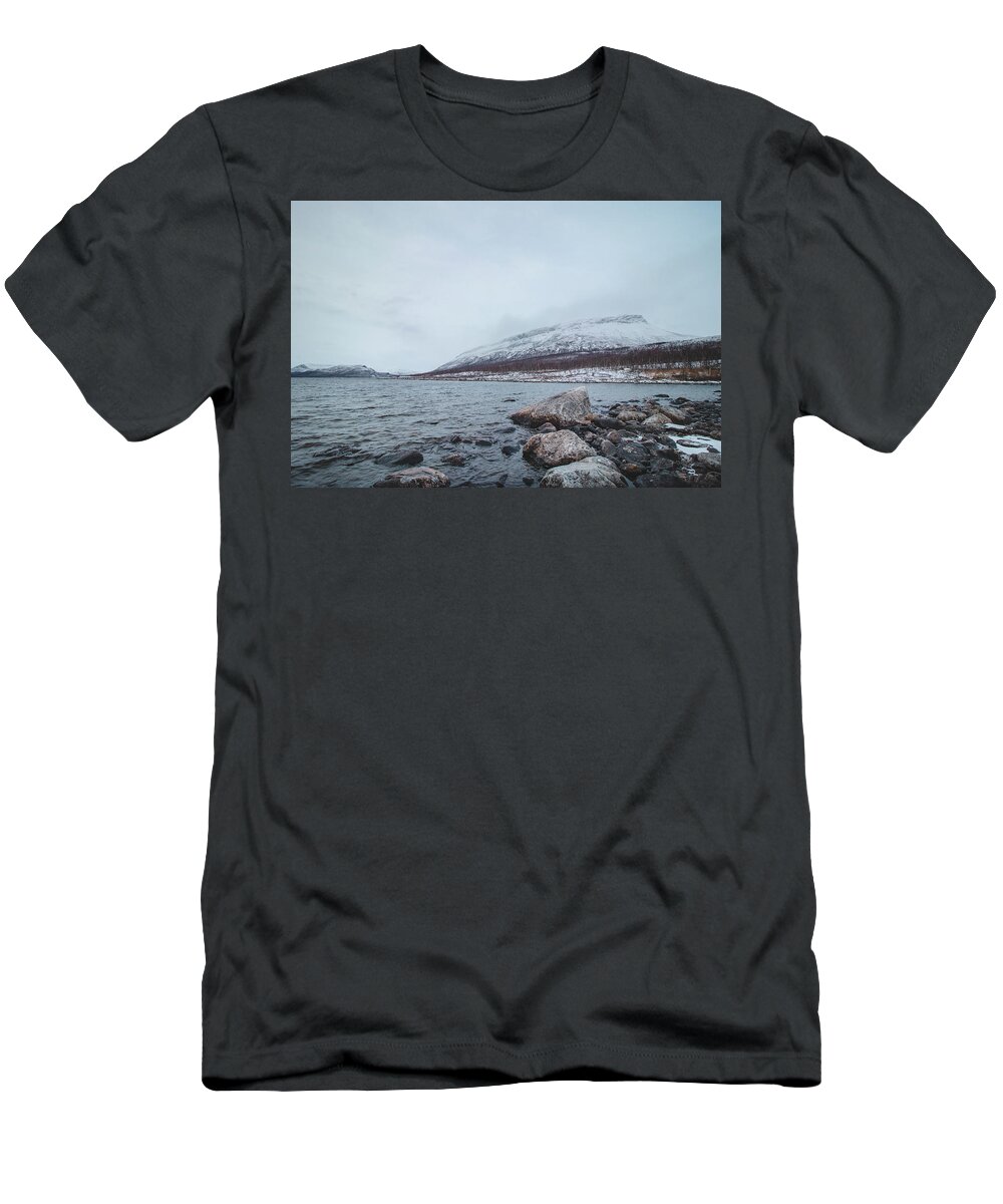 Environment T-Shirt featuring the photograph Frosty morning at Lake Ylinen Kilpisjarvi by Vaclav Sonnek
