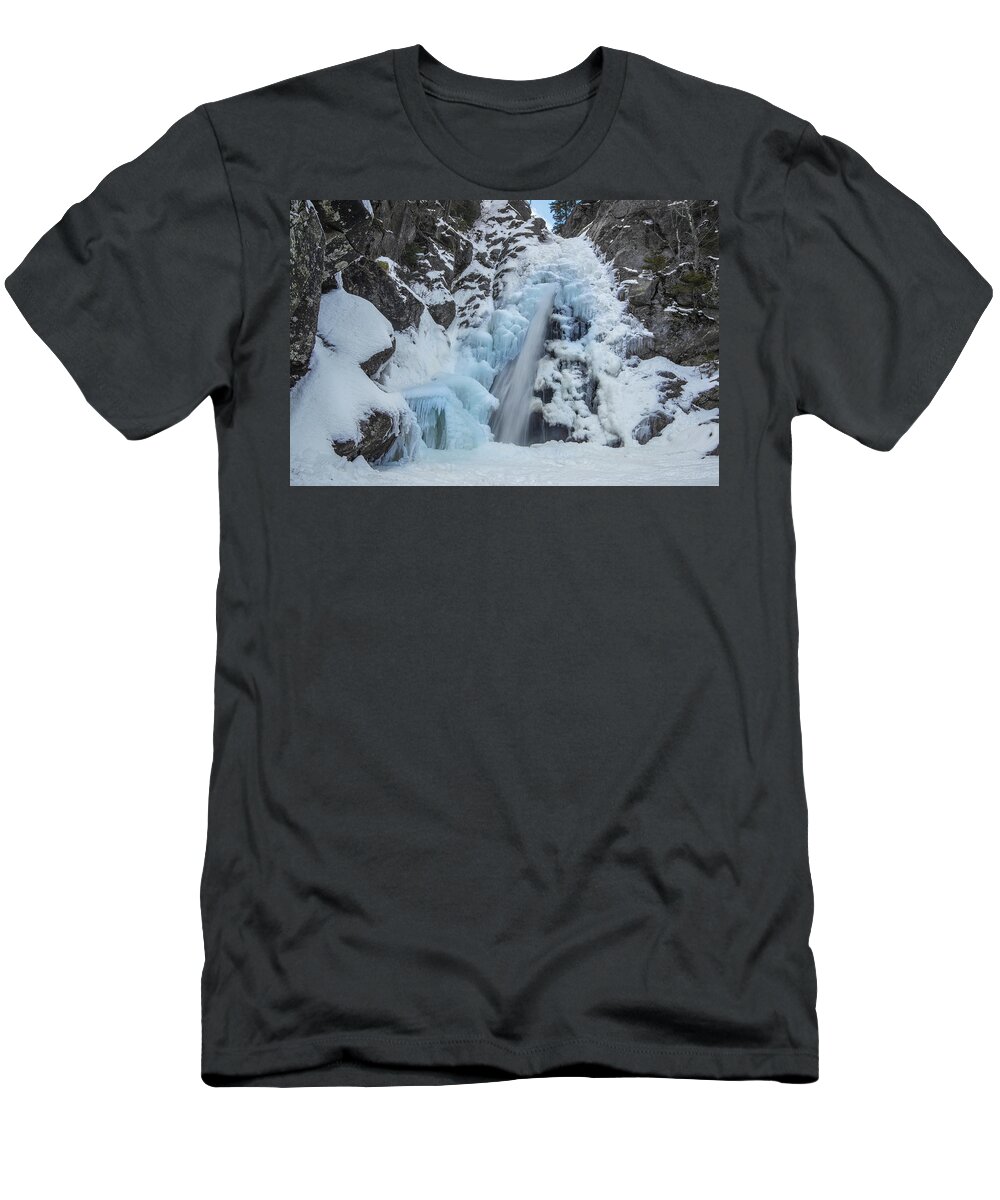 Frozen T-Shirt featuring the photograph Frozen Glen Ellis Falls by White Mountain Images