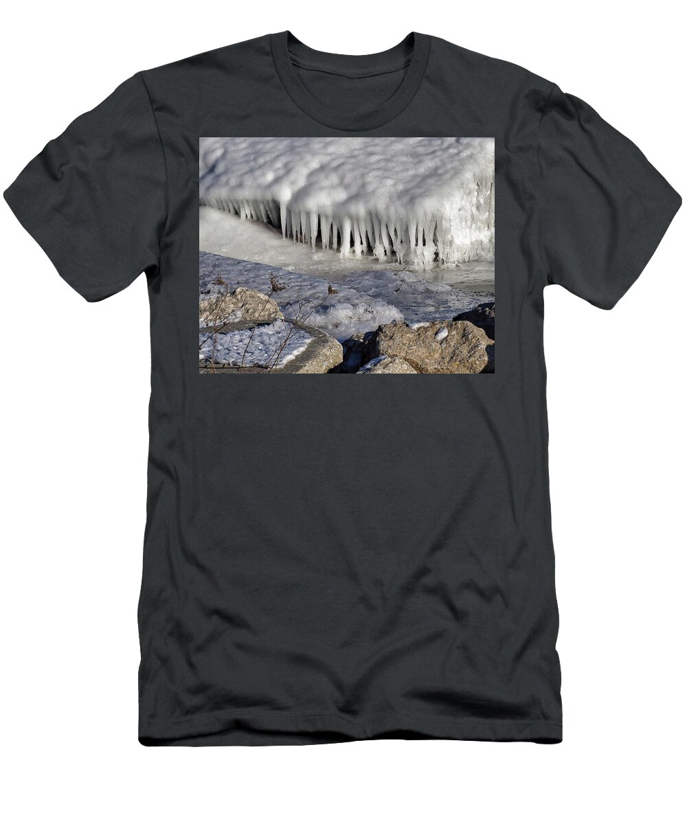 Frozen T-Shirt featuring the photograph Frozen Lake Water by Scott Olsen