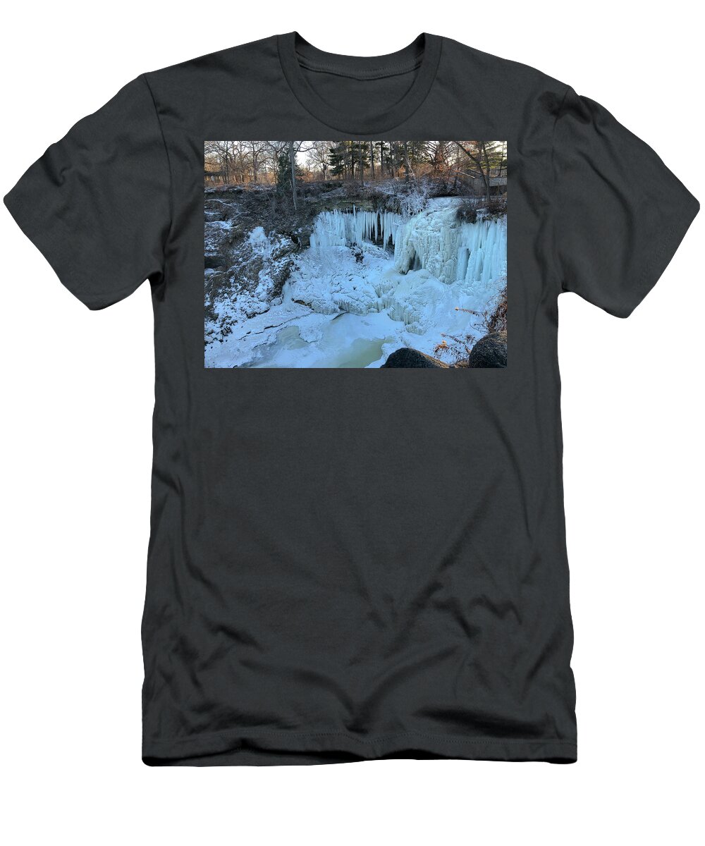 Winter T-Shirt featuring the photograph Frozen Minnehaha Falls 2 by Patricia Schaefer