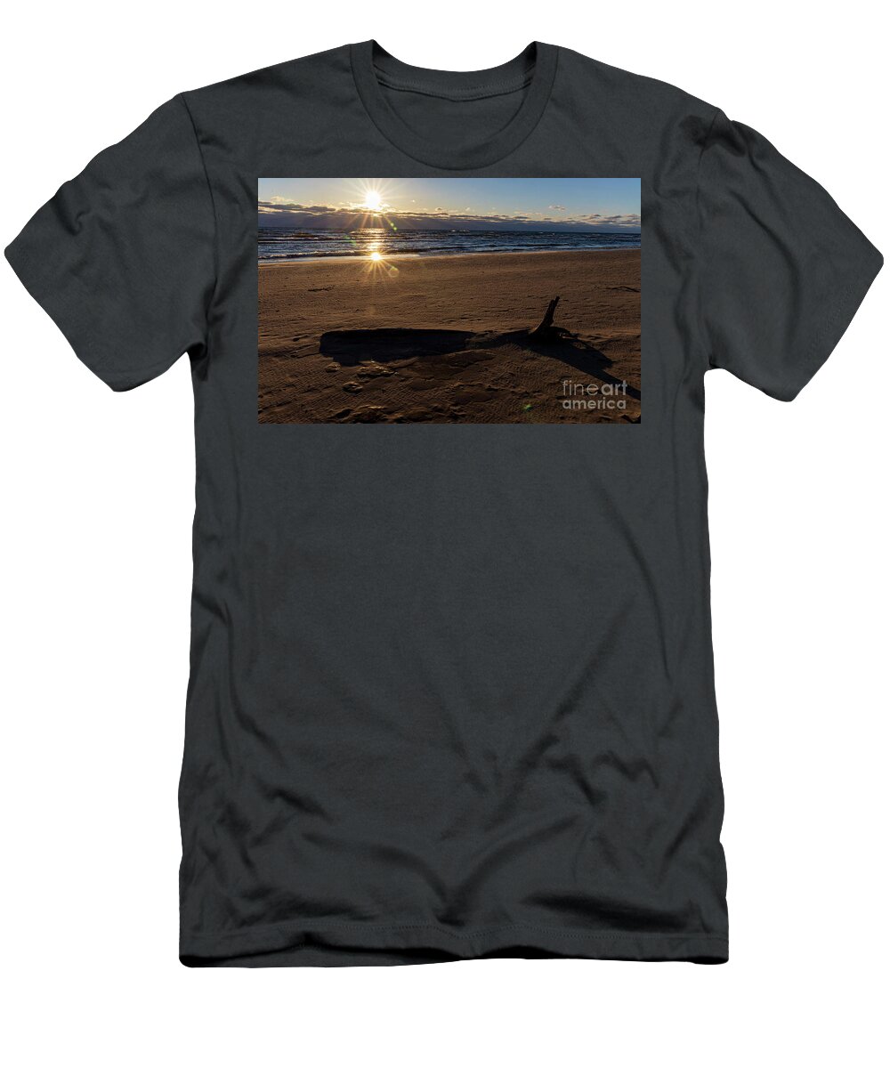 Sunrise T-Shirt featuring the photograph Frozen sand sunrise 2 by Eric Curtin