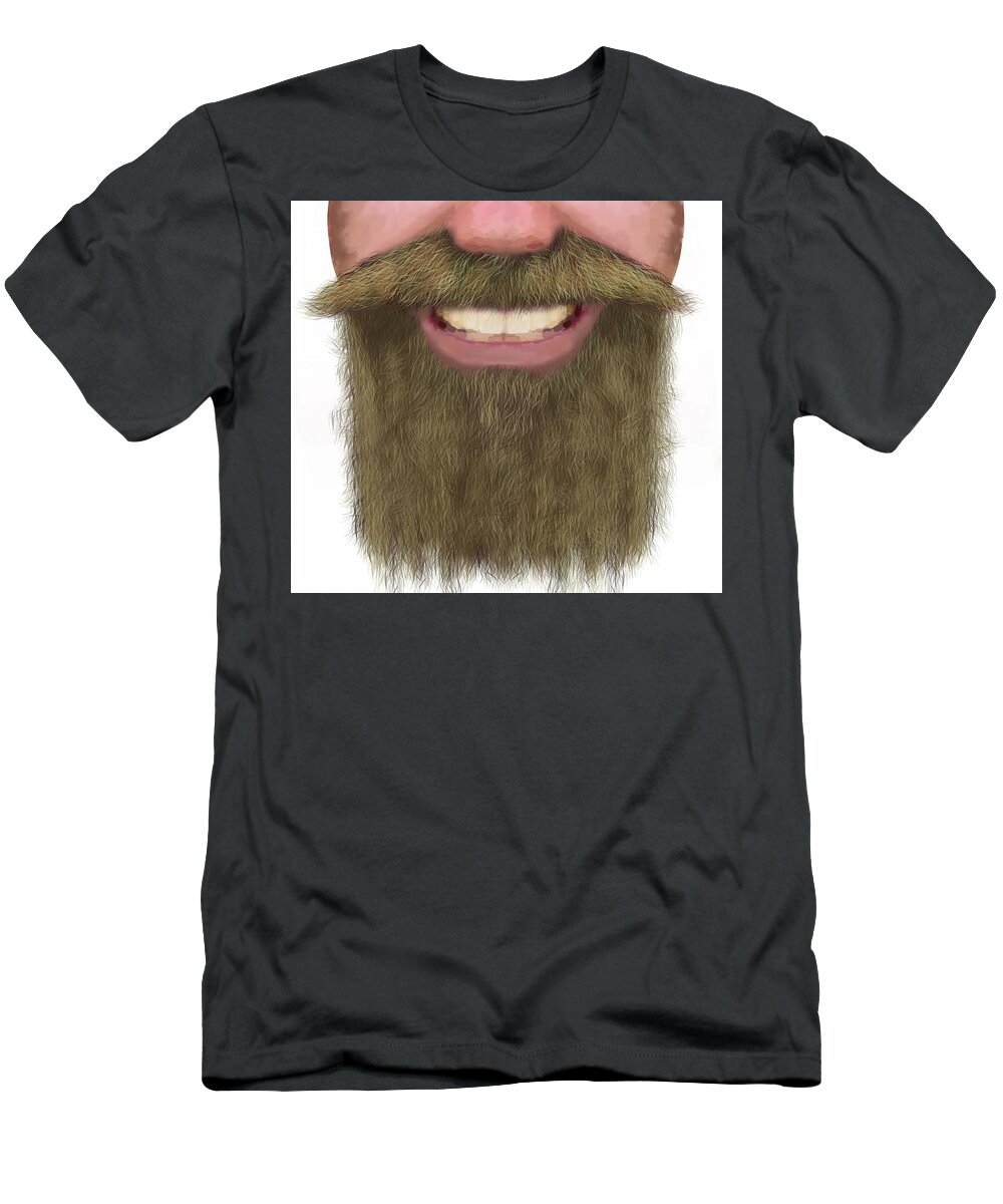Face T-Shirt featuring the drawing Full Beard Facial Hair Male Novelty Face Mask by Joan Stratton