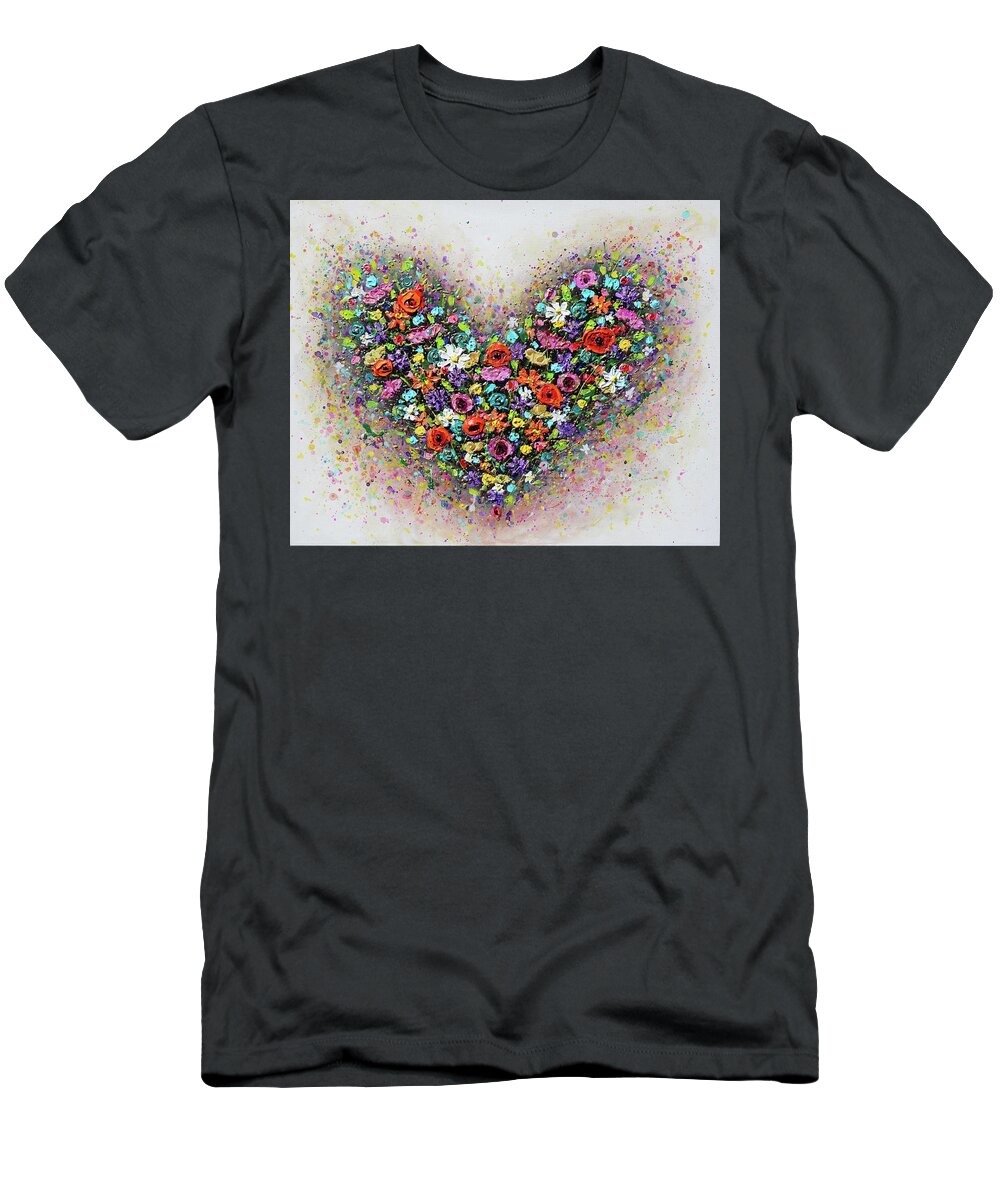 Heart T-Shirt featuring the painting Full of Love by Amanda Dagg
