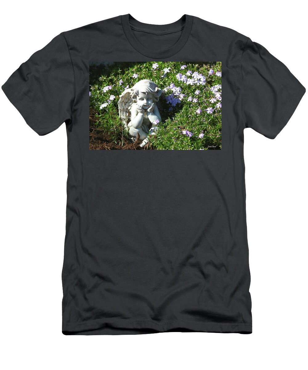 Cherub T-Shirt featuring the photograph Garden Cherub by Trina Ansel