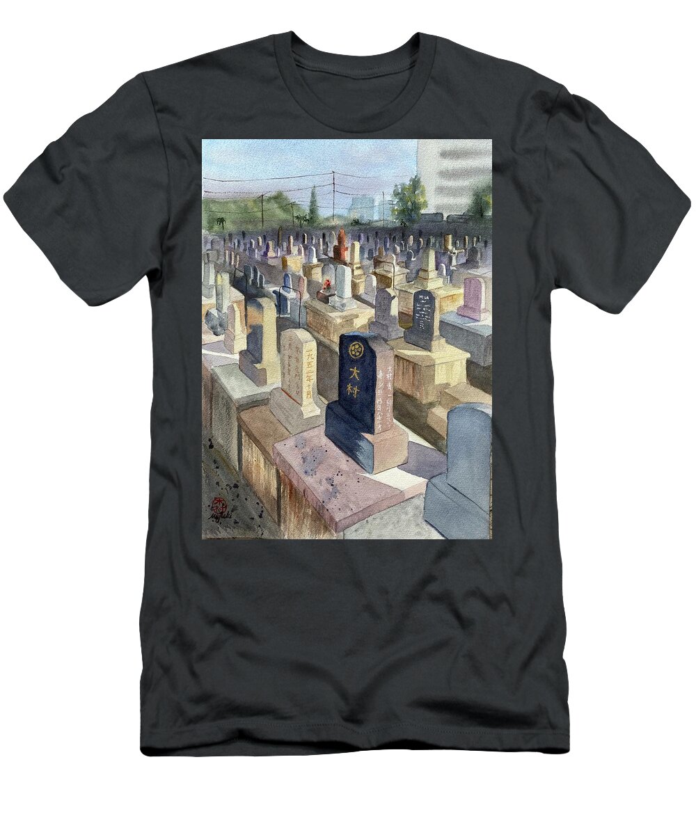 Graveyard T-Shirt featuring the painting Garden of the Issei by Kelly Miyuki Kimura