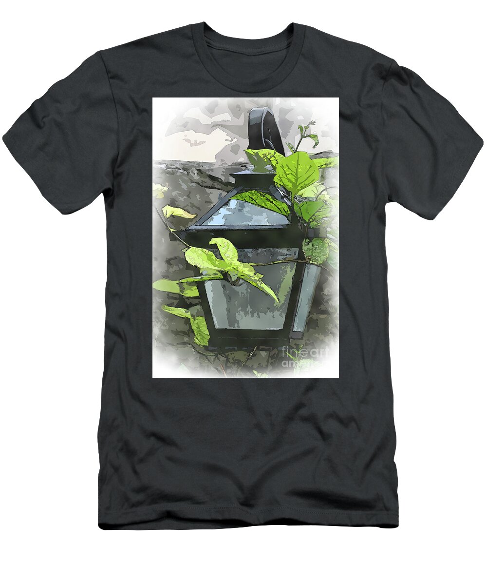 Garden-lamp T-Shirt featuring the digital art Garden Yard Lamp by Kirt Tisdale