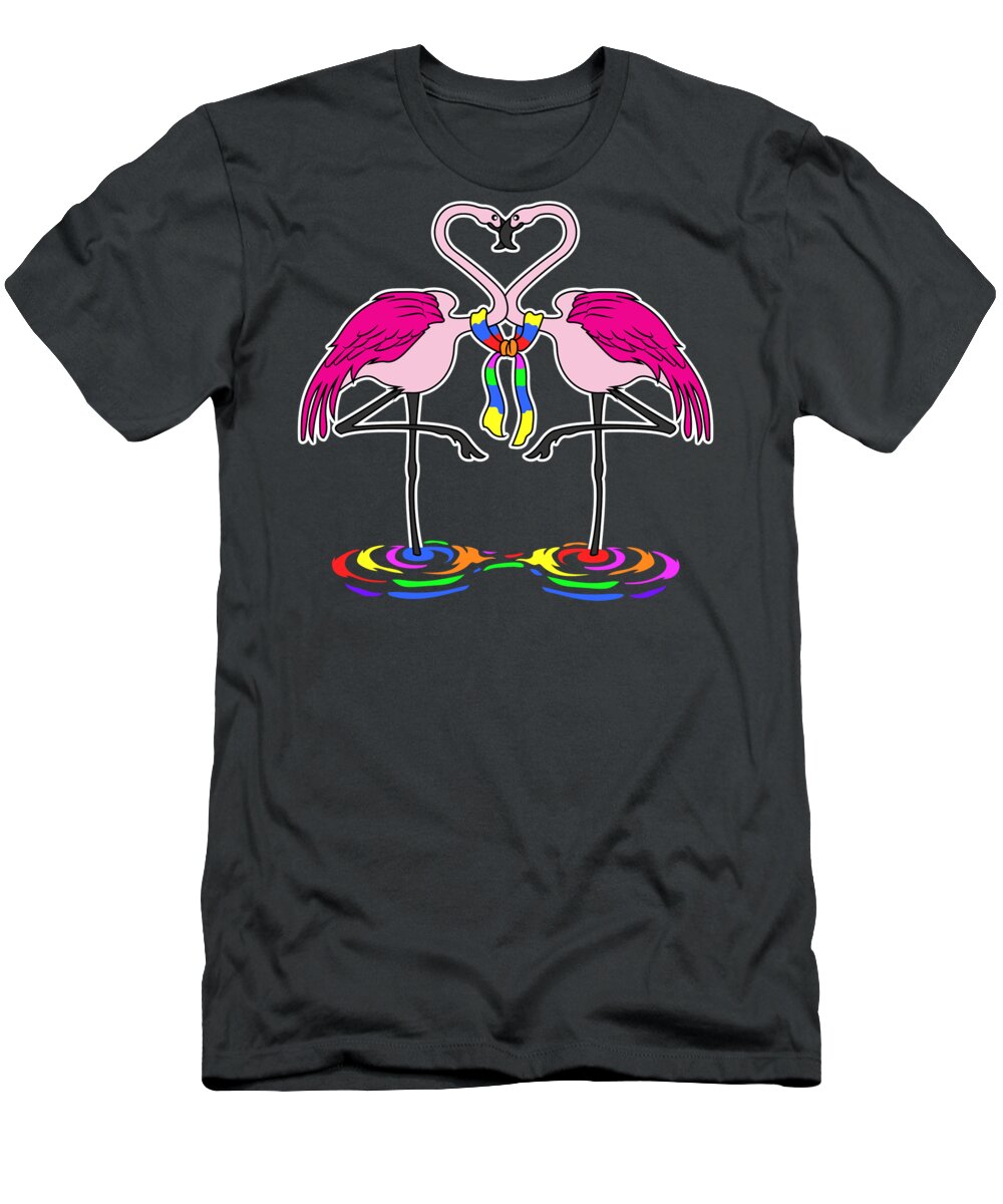 Cotton T-shirt - Black/flamingos - Men