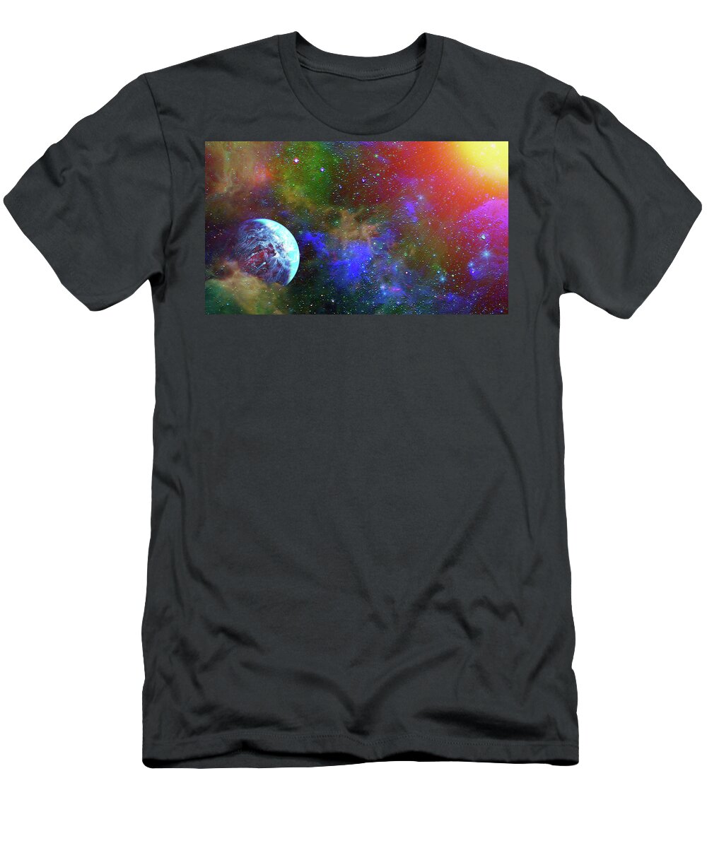 Outer Space T-Shirt featuring the digital art Gazing at the Sun by Don White Artdreamer