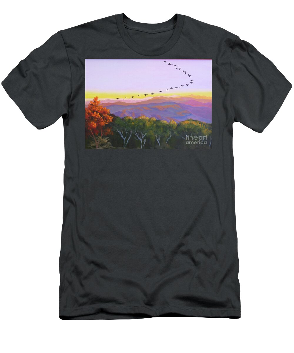 Geese T-Shirt featuring the painting Geese by Anne Marie Brown