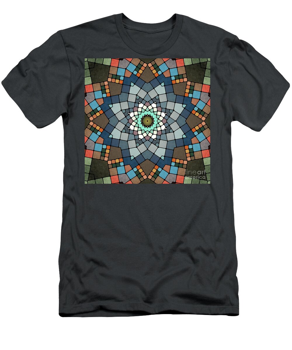 Earth Tones T-Shirt featuring the digital art Geometric Kaleidoscope by Phil Perkins