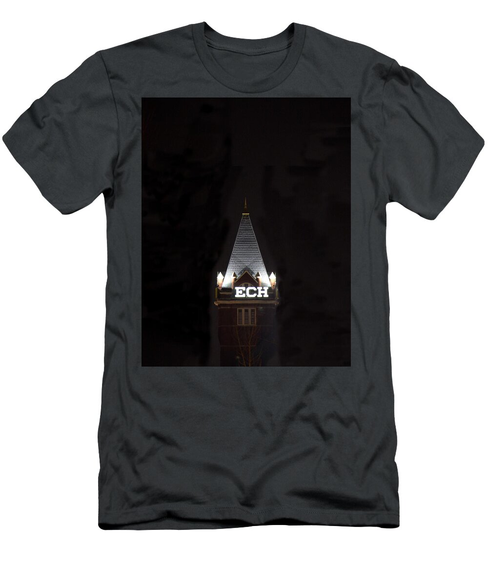 Georgia Tech T-Shirt featuring the photograph Georgia Tech Tower - Night Shot 2 by Richard Krebs